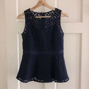 Banana Republic Lace Peplum Top in Navy // Sz 2